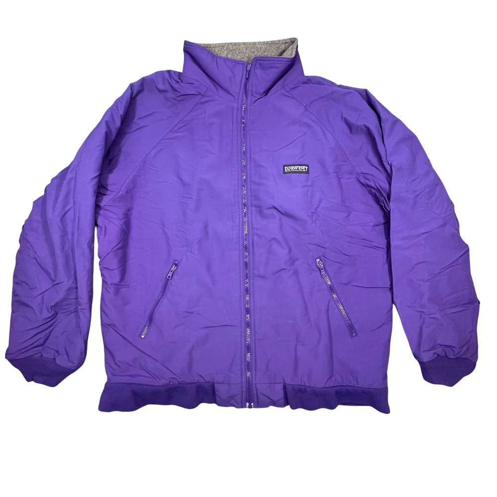 Lands End Purple Classic Squall Fleece Lined Bomber Jacket Mens Large Tall